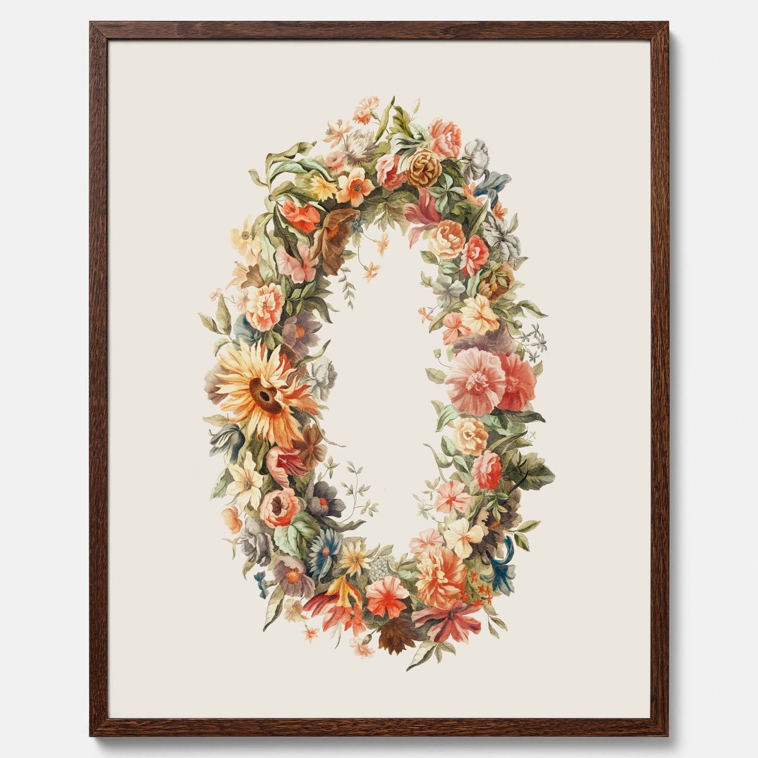 Blomkrans poster  – Botanisk poster, vintageposter med blommor, midsommar