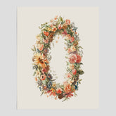Blomkrans poster  – Botanisk poster, vintageposter med blommor, midsommar