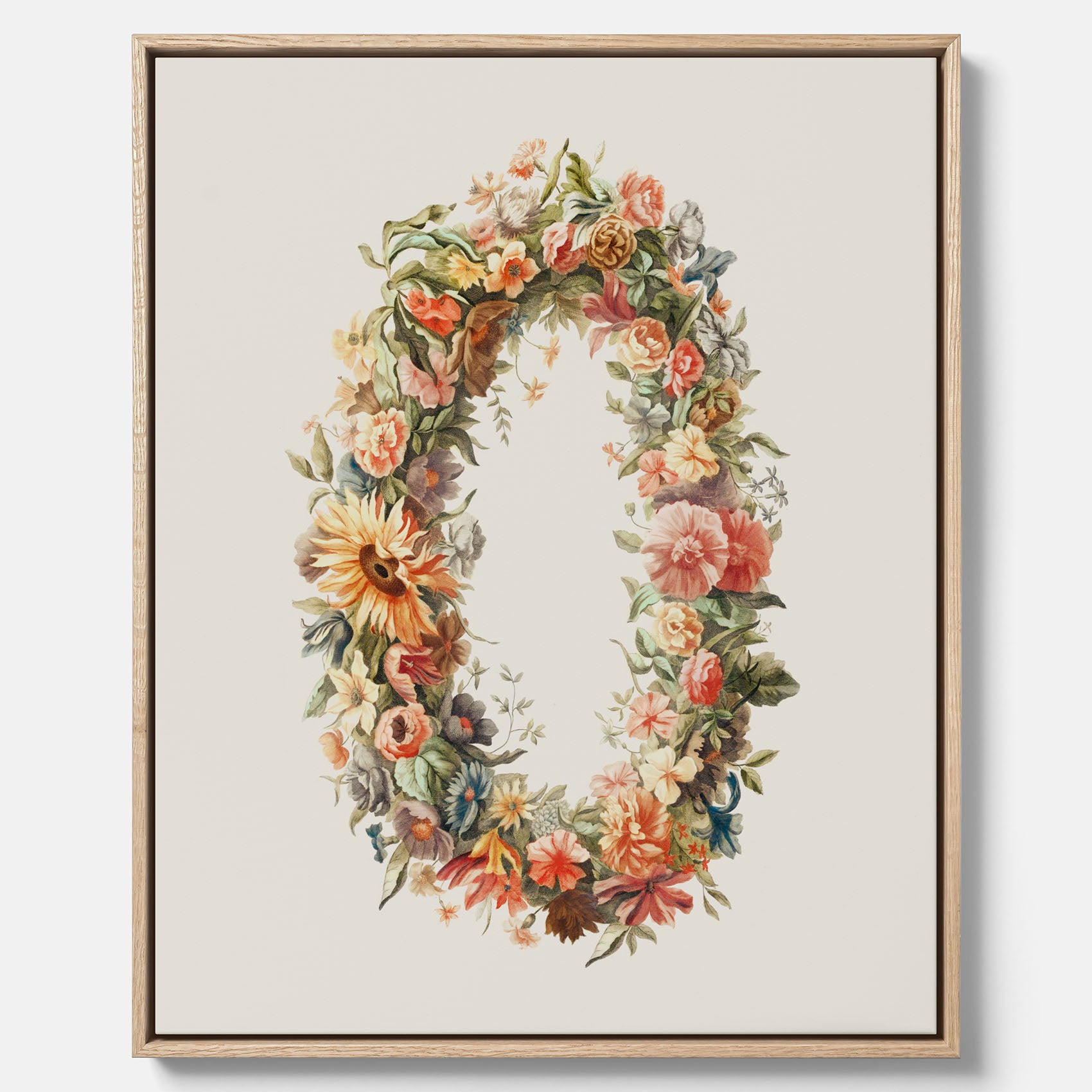 Blomkrans canvastavla  – Botanisk poster, vintageposter med blommor, midsommar