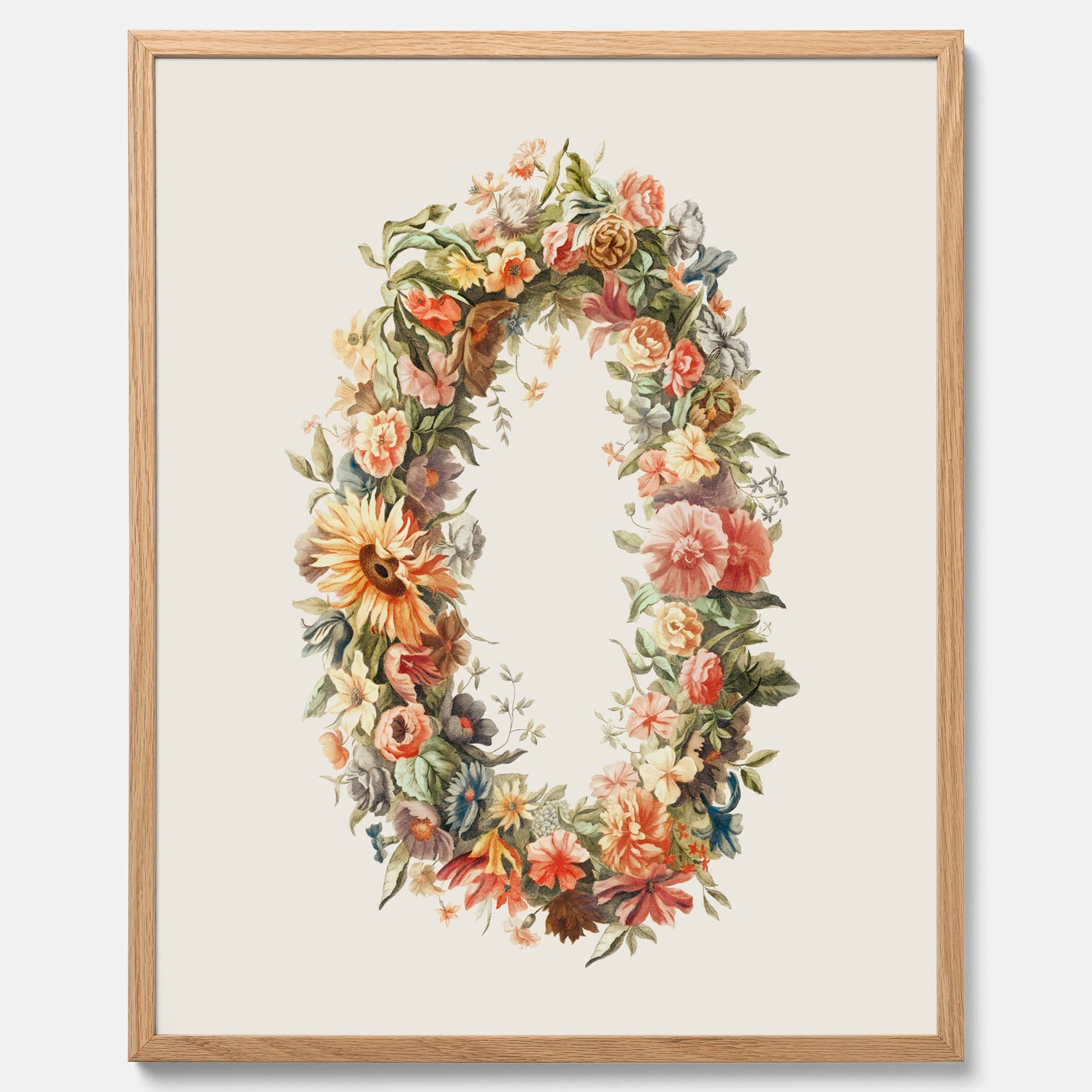 Blomkrans poster  – Botanisk poster, vintageposter med blommor, midsommar
