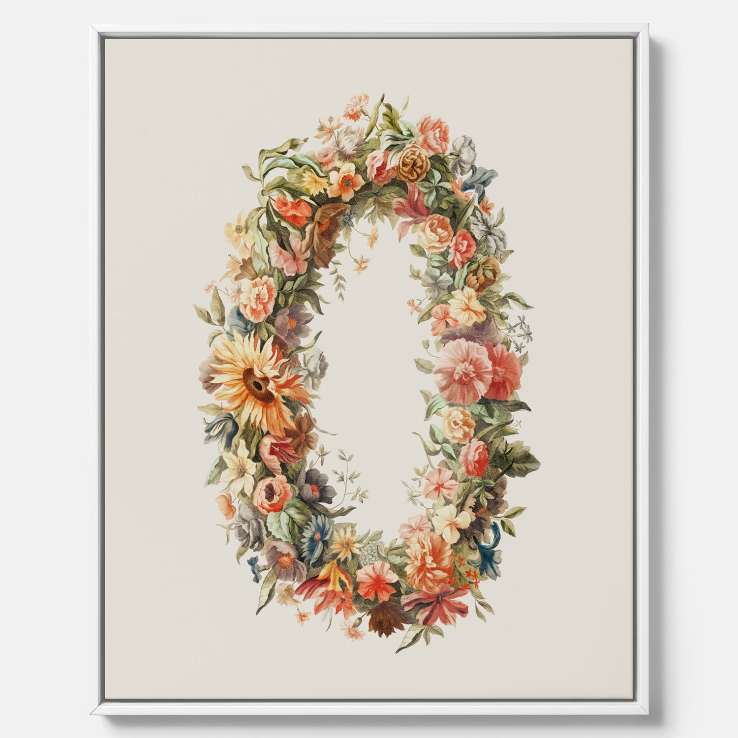 Blomkrans canvastavla  – Botanisk poster, vintageposter med blommor, midsommar