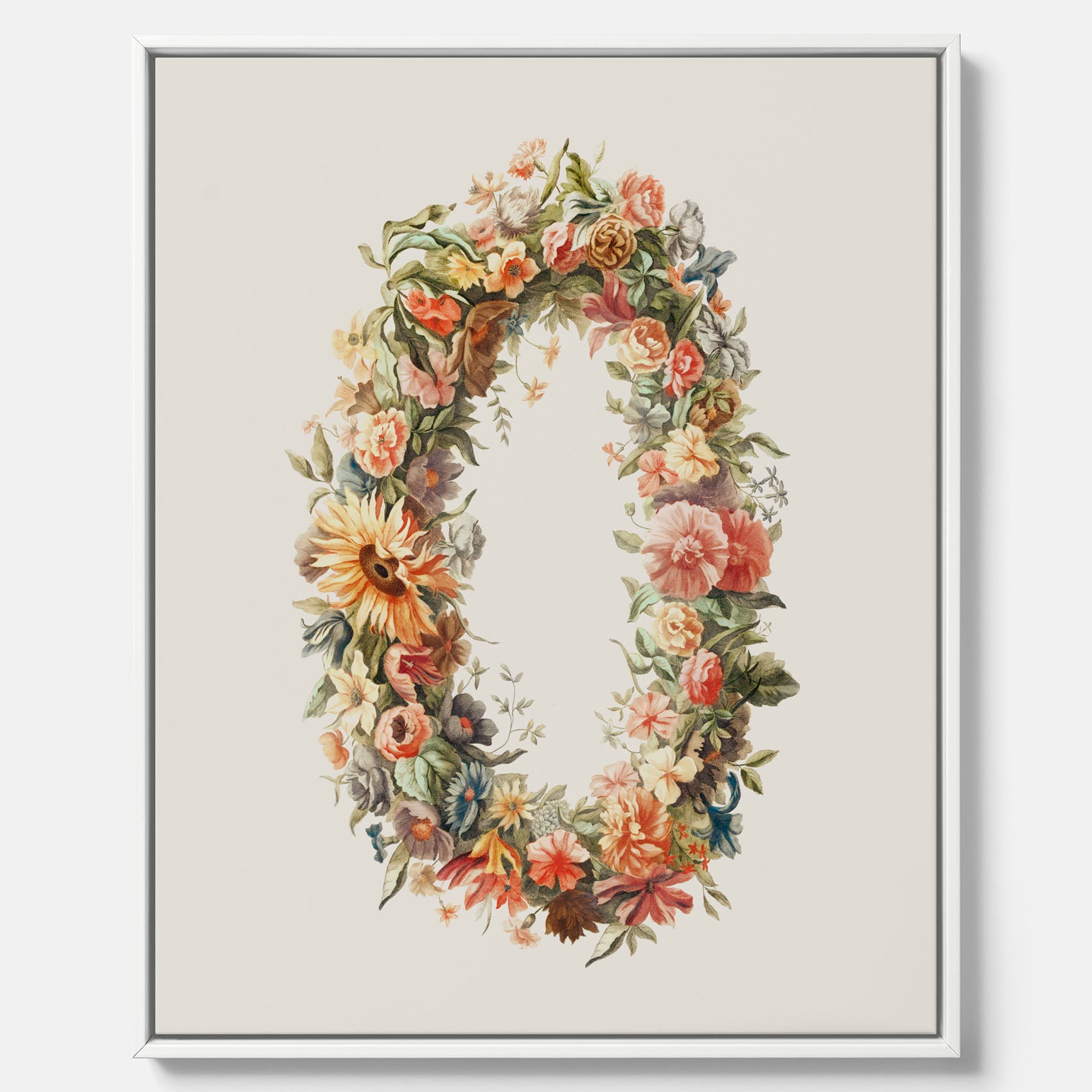 Blomkrans canvastavla  – Botanisk poster, vintageposter med blommor, midsommar