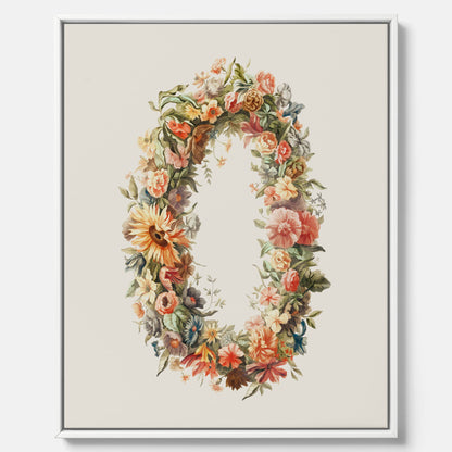 Blomkrans canvastavla  – Botanisk poster, vintageposter med blommor, midsommar
