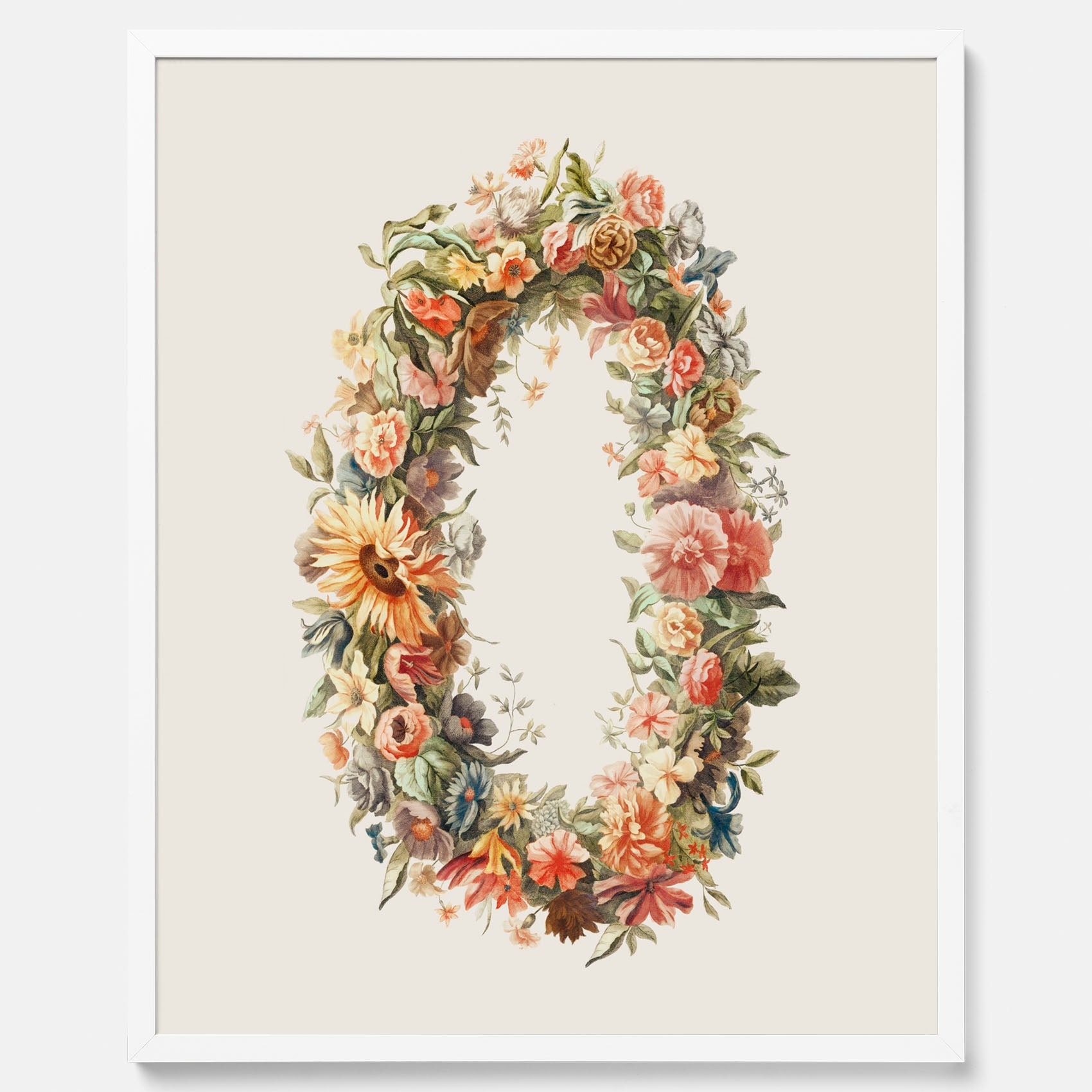 Blomkrans poster  – Botanisk poster, vintageposter med blommor, midsommar