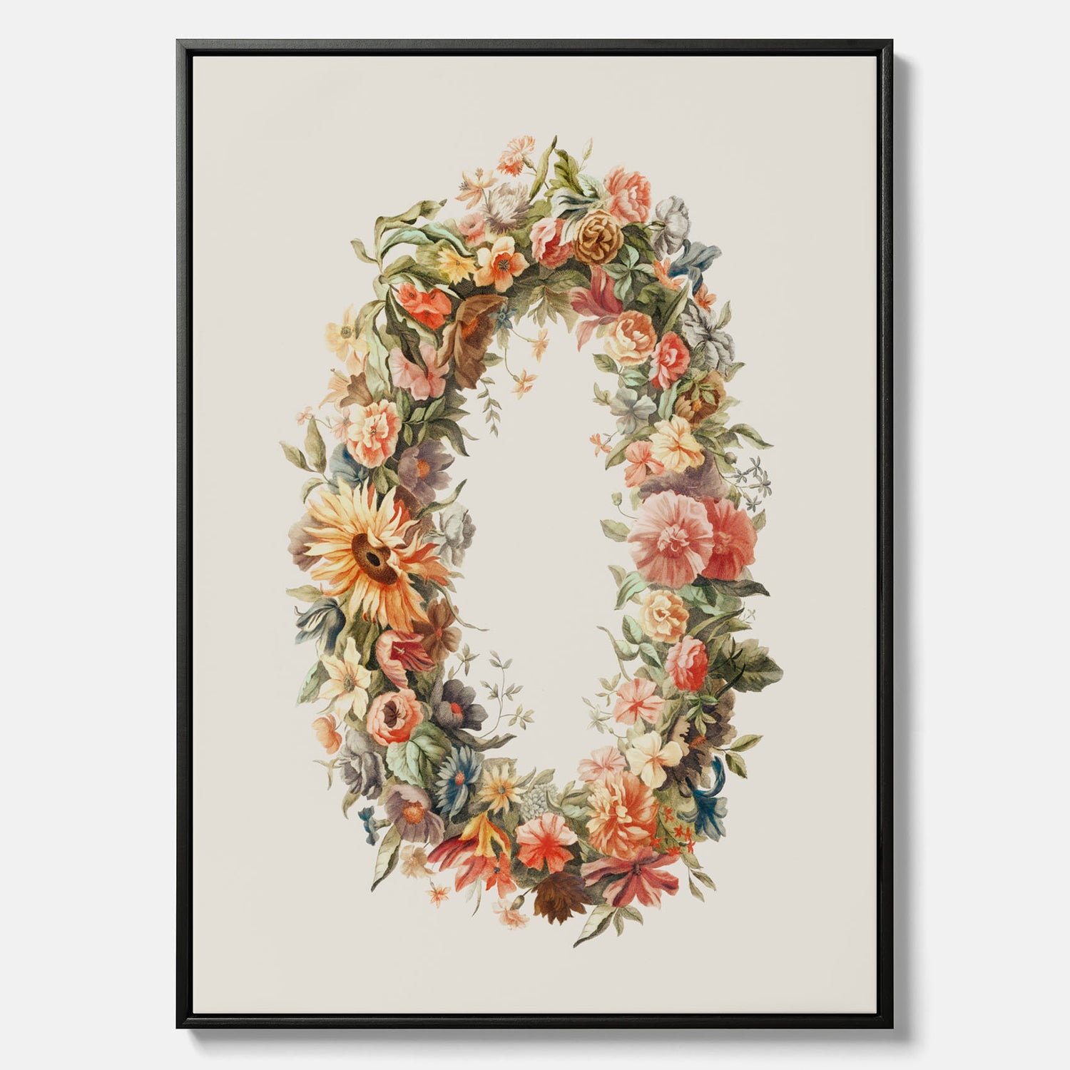 Blomkrans canvastavla  – Botanisk poster, vintageposter med blommor, midsommar