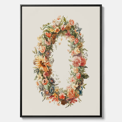 Blomkrans canvastavla  – Botanisk poster, vintageposter med blommor, midsommar