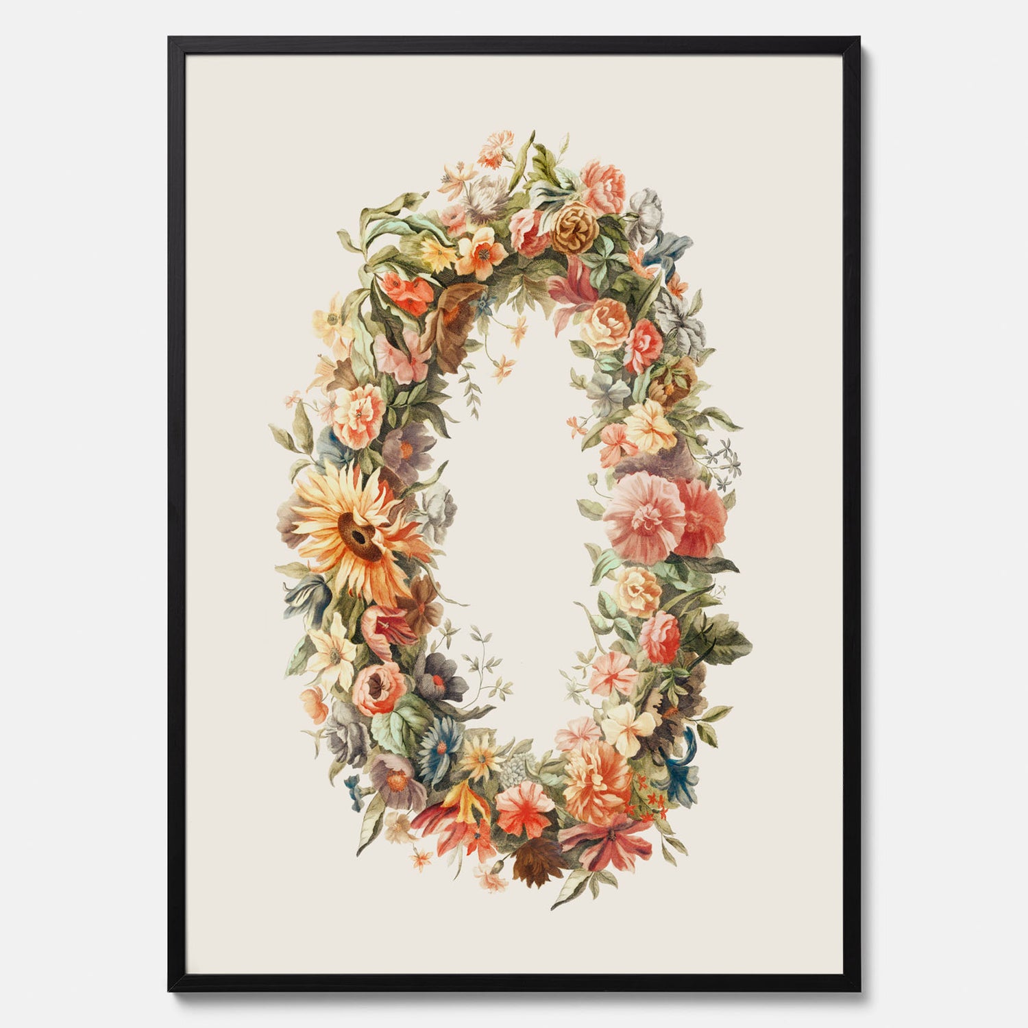 Blomkrans poster  – Botanisk poster, vintageposter med blommor, midsommar