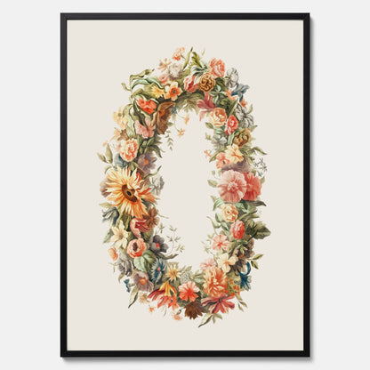Blomkrans poster  – Botanisk poster, vintageposter med blommor, midsommar