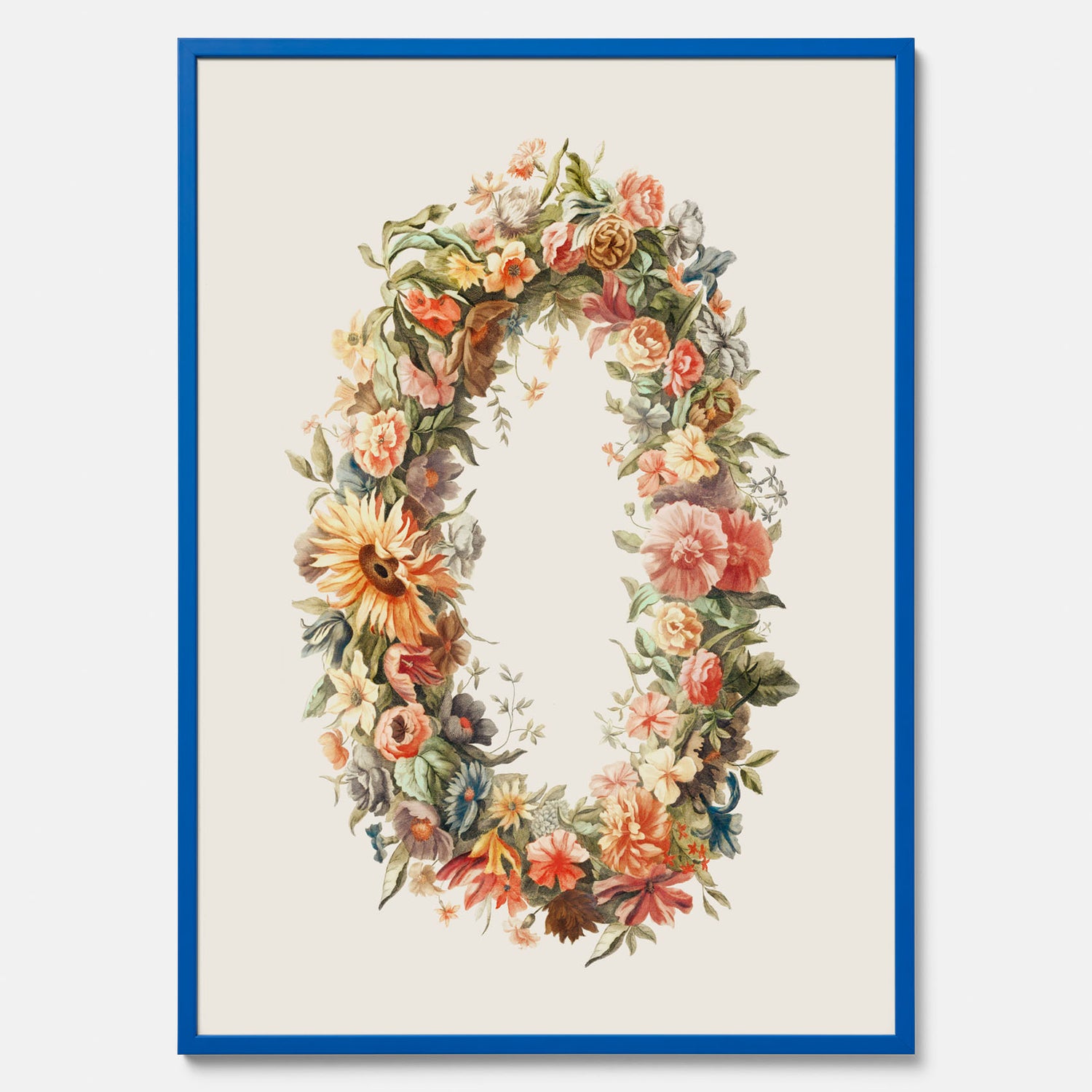 Blomkrans poster  – Botanisk poster, vintageposter med blommor, midsommar