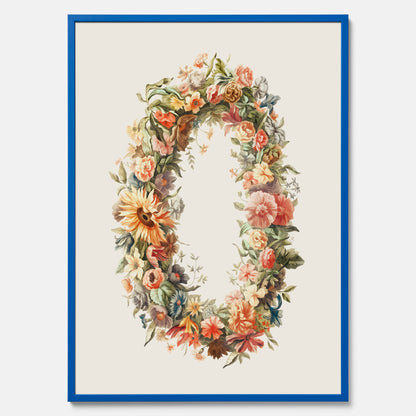 Blomkrans poster  – Botanisk poster, vintageposter med blommor, midsommar