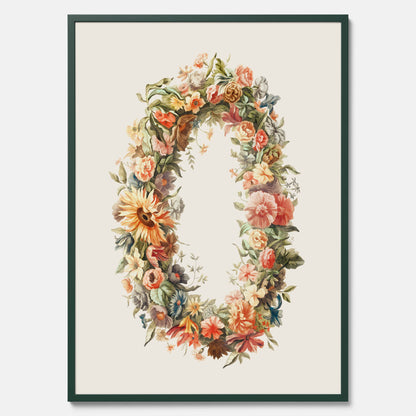 Blomkrans poster  – Botanisk poster, vintageposter med blommor, midsommar