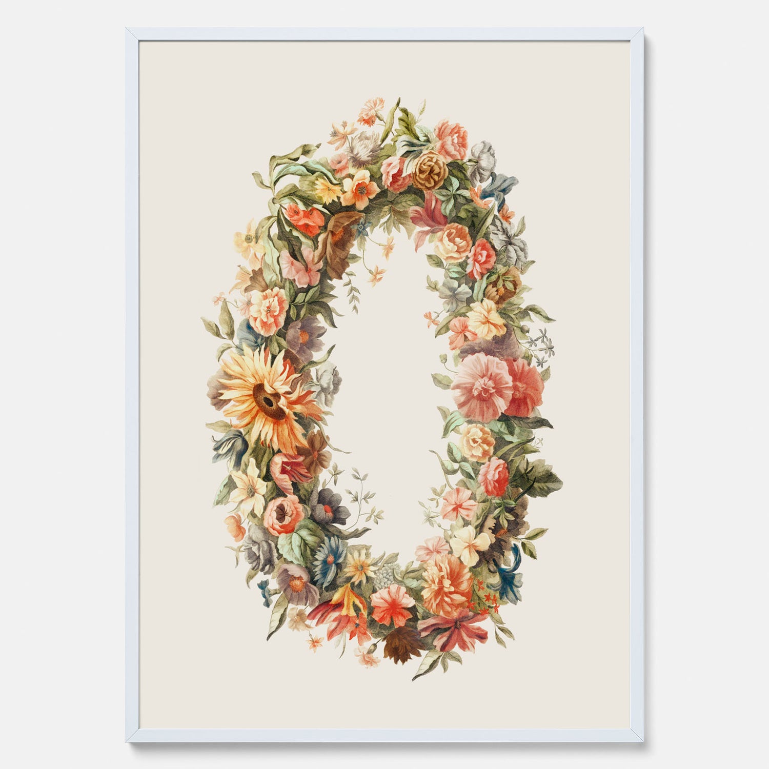 Blomkrans poster  – Botanisk poster, vintageposter med blommor, midsommar