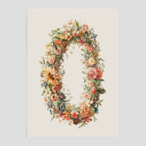 Blomkrans poster  – Botanisk poster, vintageposter med blommor, midsommar