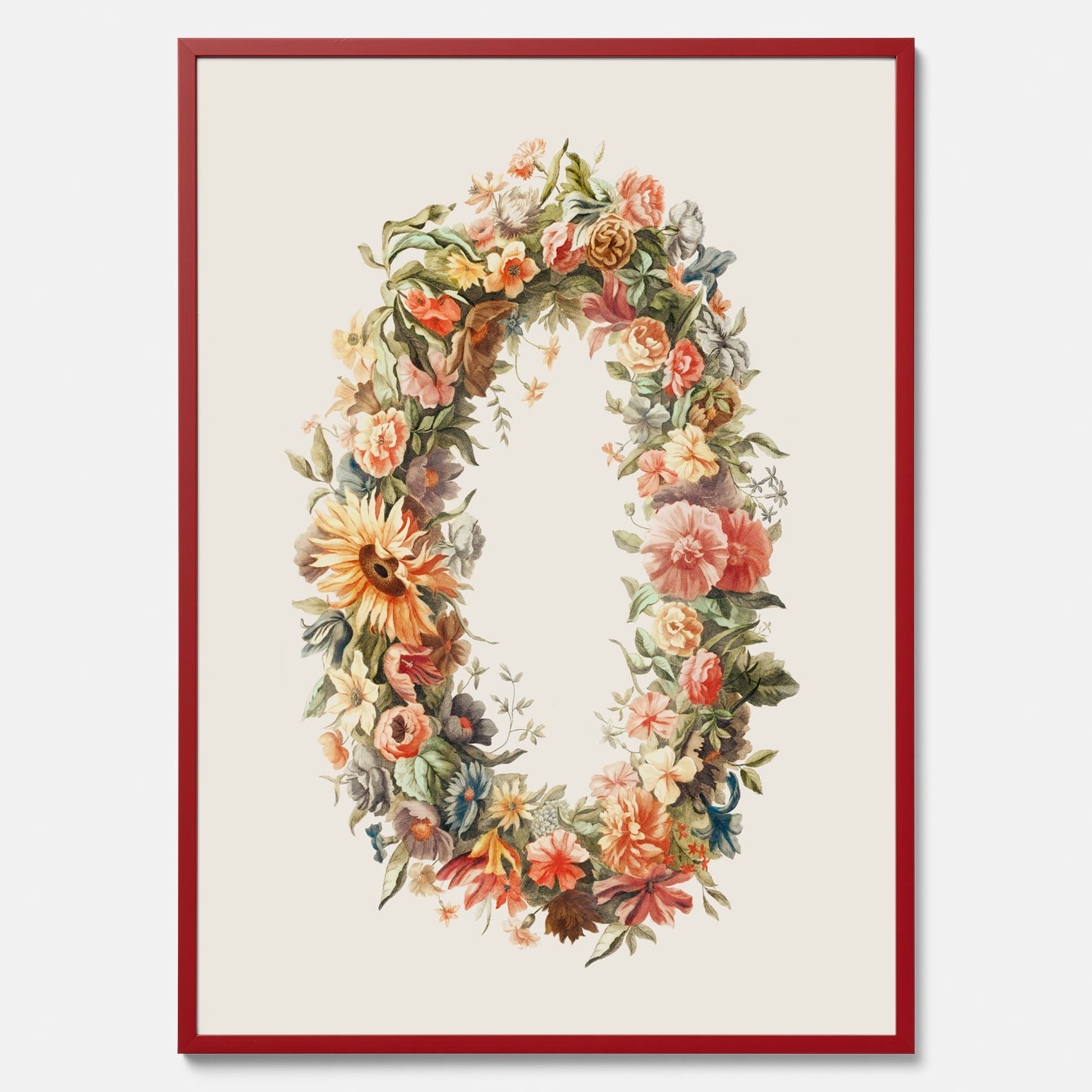 Blomkrans poster  – Botanisk poster, vintageposter med blommor, midsommar