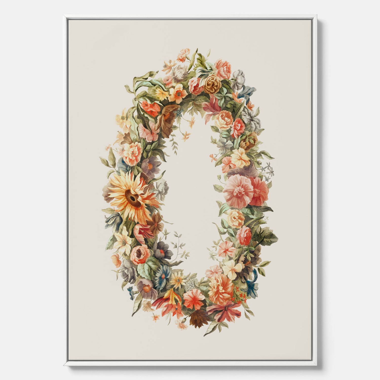 Blomkrans canvastavla  – Botanisk poster, vintageposter med blommor, midsommar