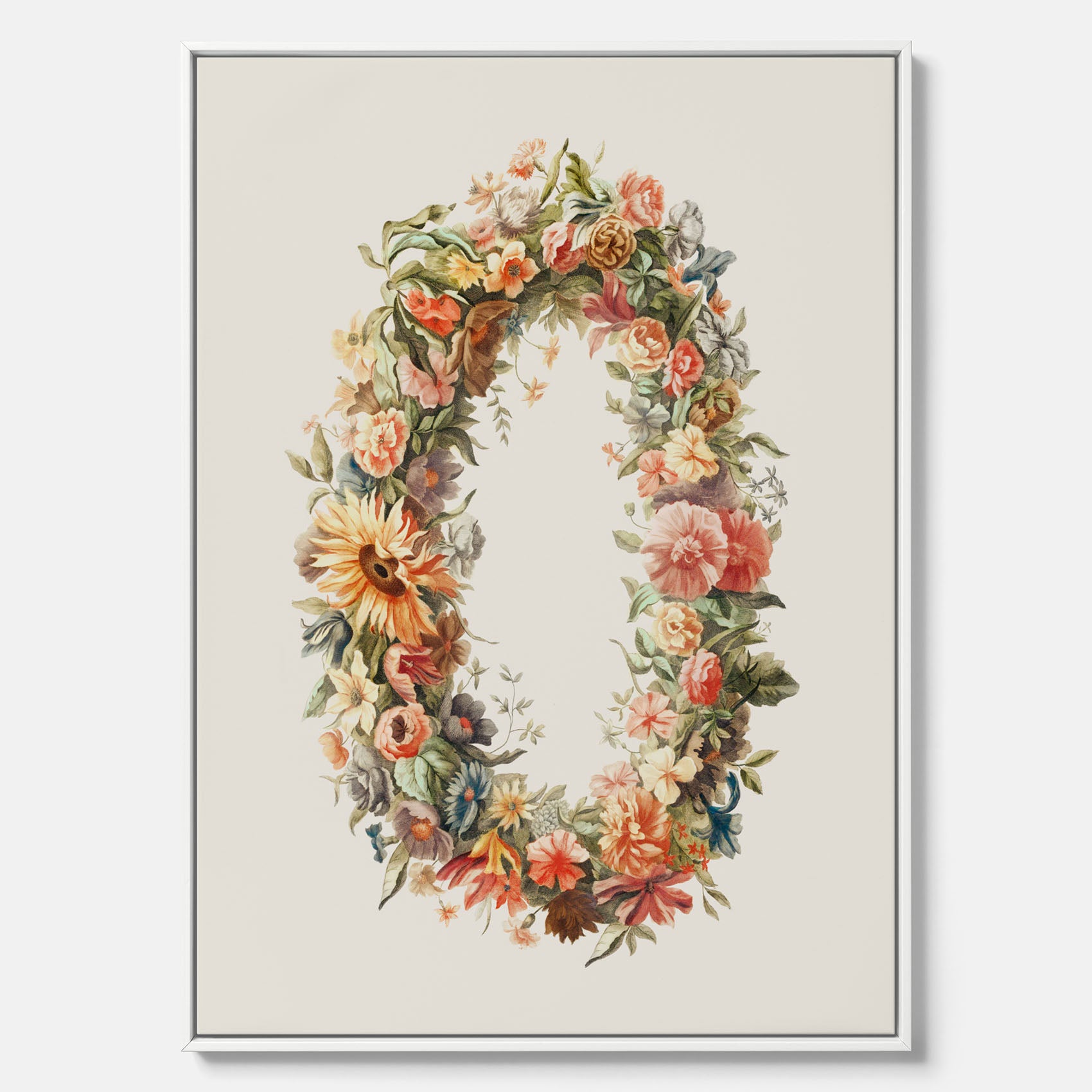 Blomkrans canvastavla  – Botanisk poster, vintageposter med blommor, midsommar