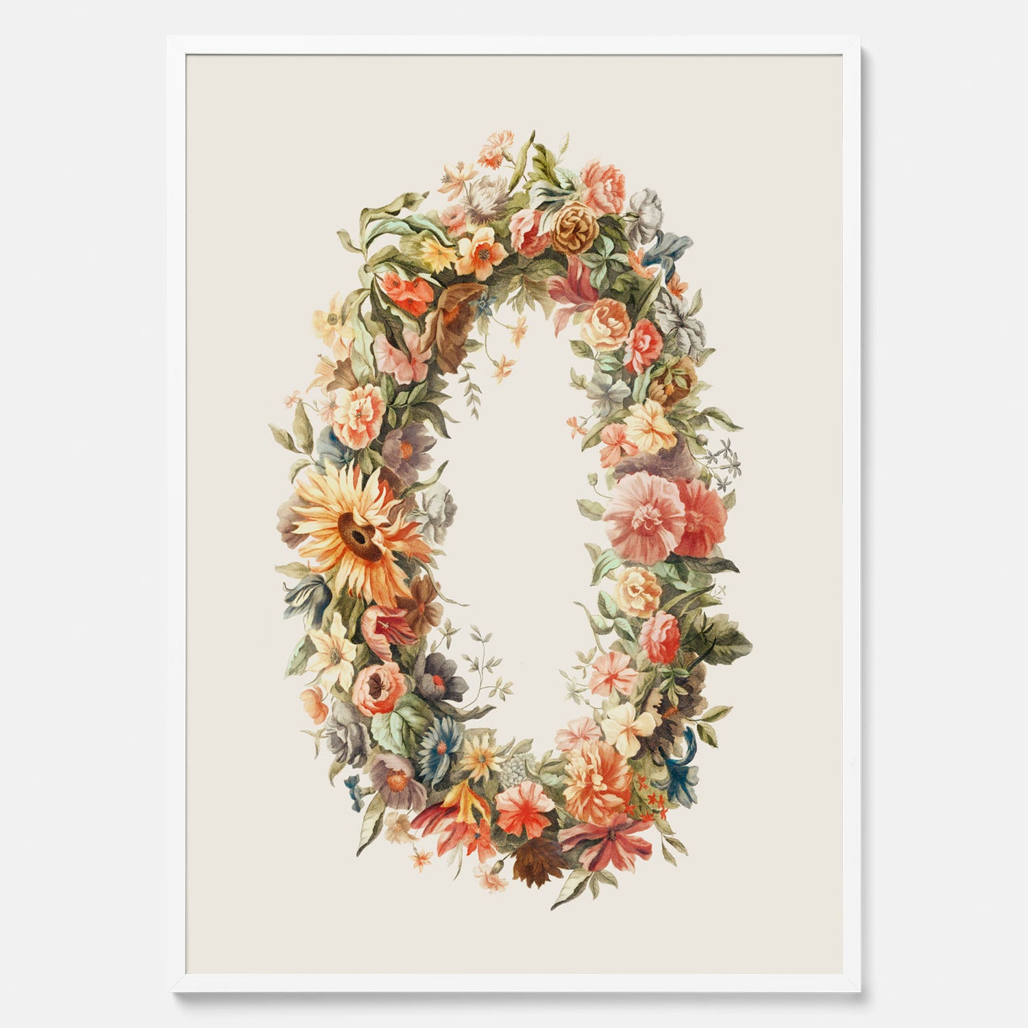 Blomkrans poster  – Botanisk poster, vintageposter med blommor, midsommar