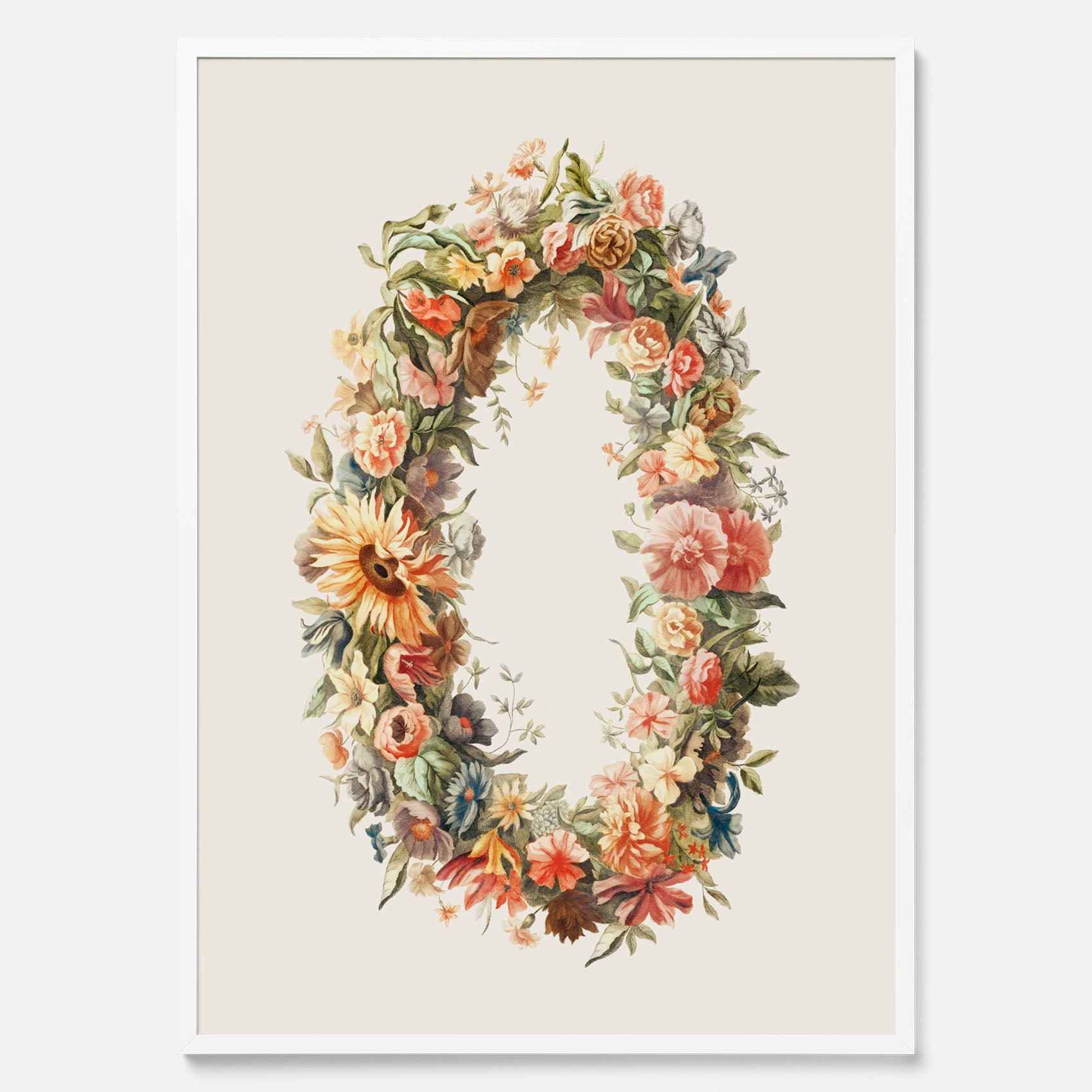 Blomkrans poster  – Botanisk poster, vintageposter med blommor, midsommar