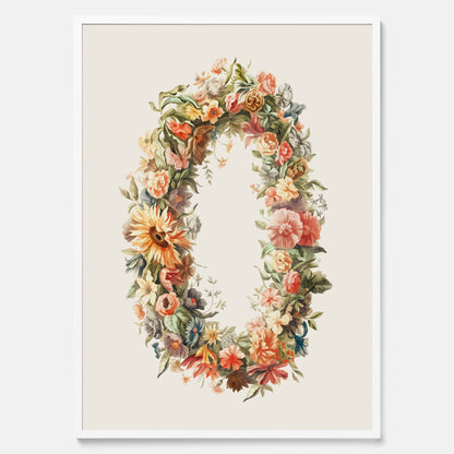 Blomkrans poster  – Botanisk poster, vintageposter med blommor, midsommar