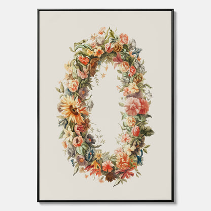Blomkrans canvastavla  – Botanisk poster, vintageposter med blommor, midsommar