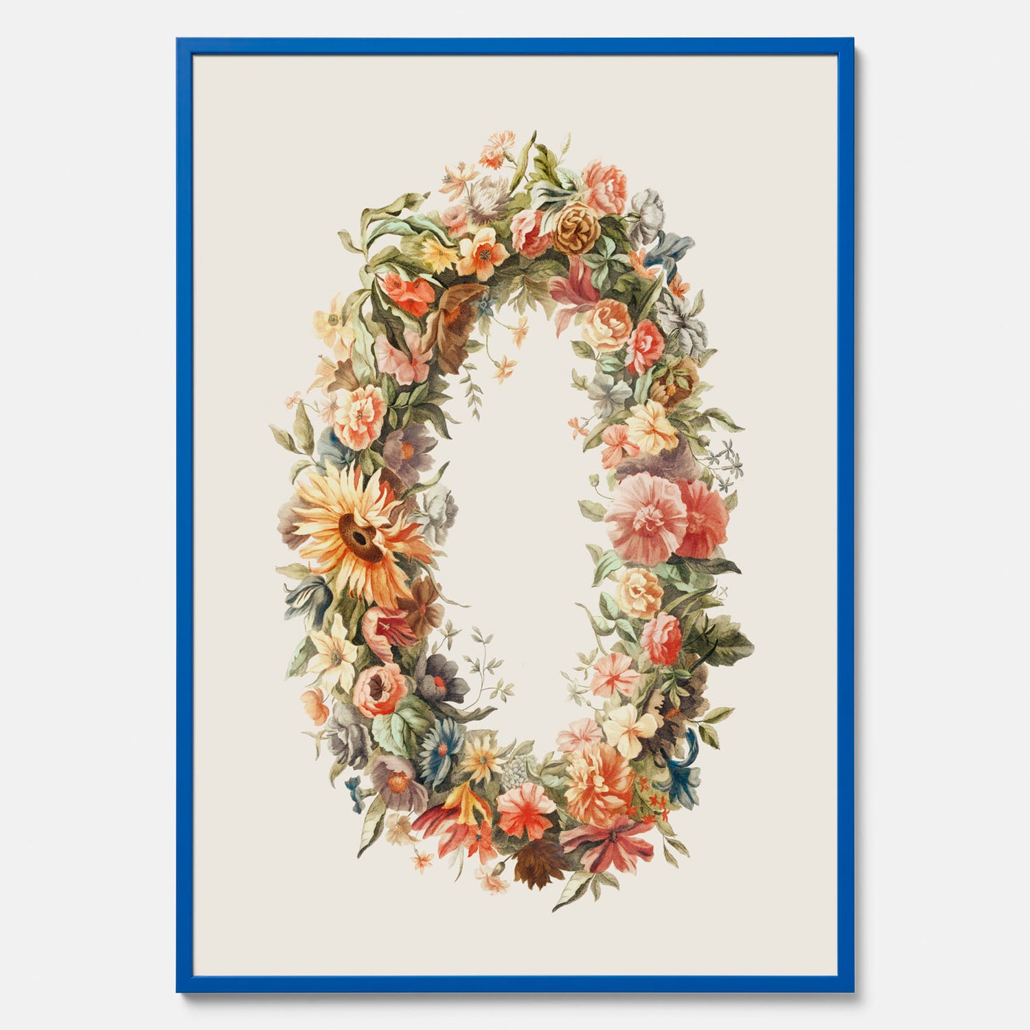 Blomkrans poster  – Botanisk poster, vintageposter med blommor, midsommar