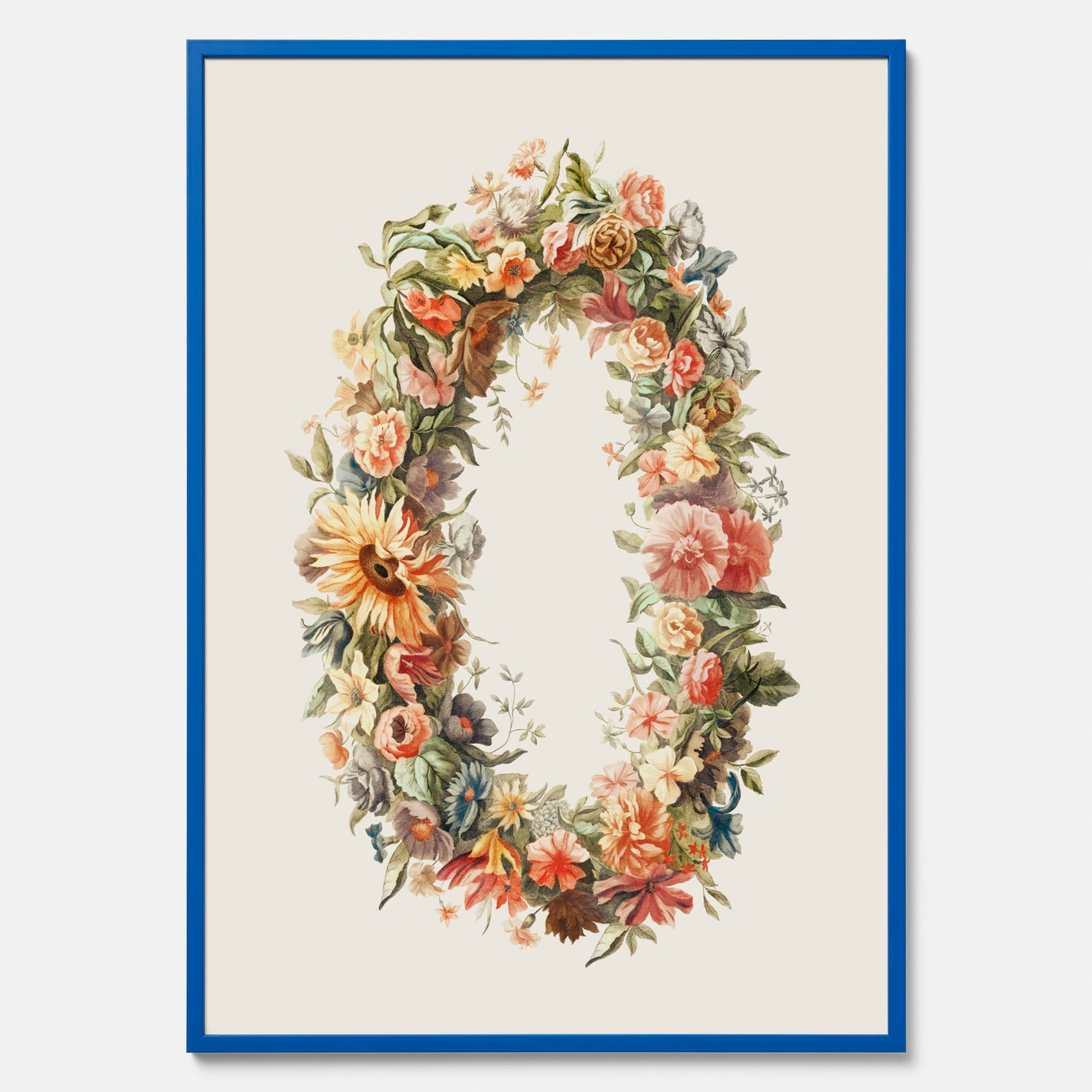 Blomkrans poster  – Botanisk poster, vintageposter med blommor, midsommar