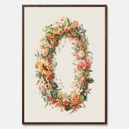 Blomkrans poster  – Botanisk poster, vintageposter med blommor, midsommar