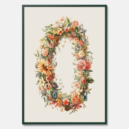 Blomkrans poster  – Botanisk poster, vintageposter med blommor, midsommar