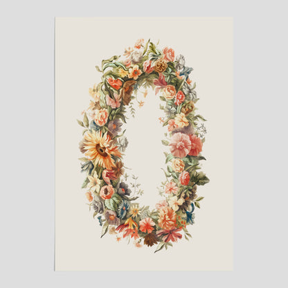 Blomkrans poster  – Botanisk poster, vintageposter med blommor, midsommar