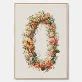 Blomkrans canvastavla  – Botanisk poster, vintageposter med blommor, midsommar