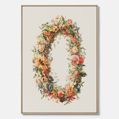 Blomkrans canvastavla  – Botanisk poster, vintageposter med blommor, midsommar