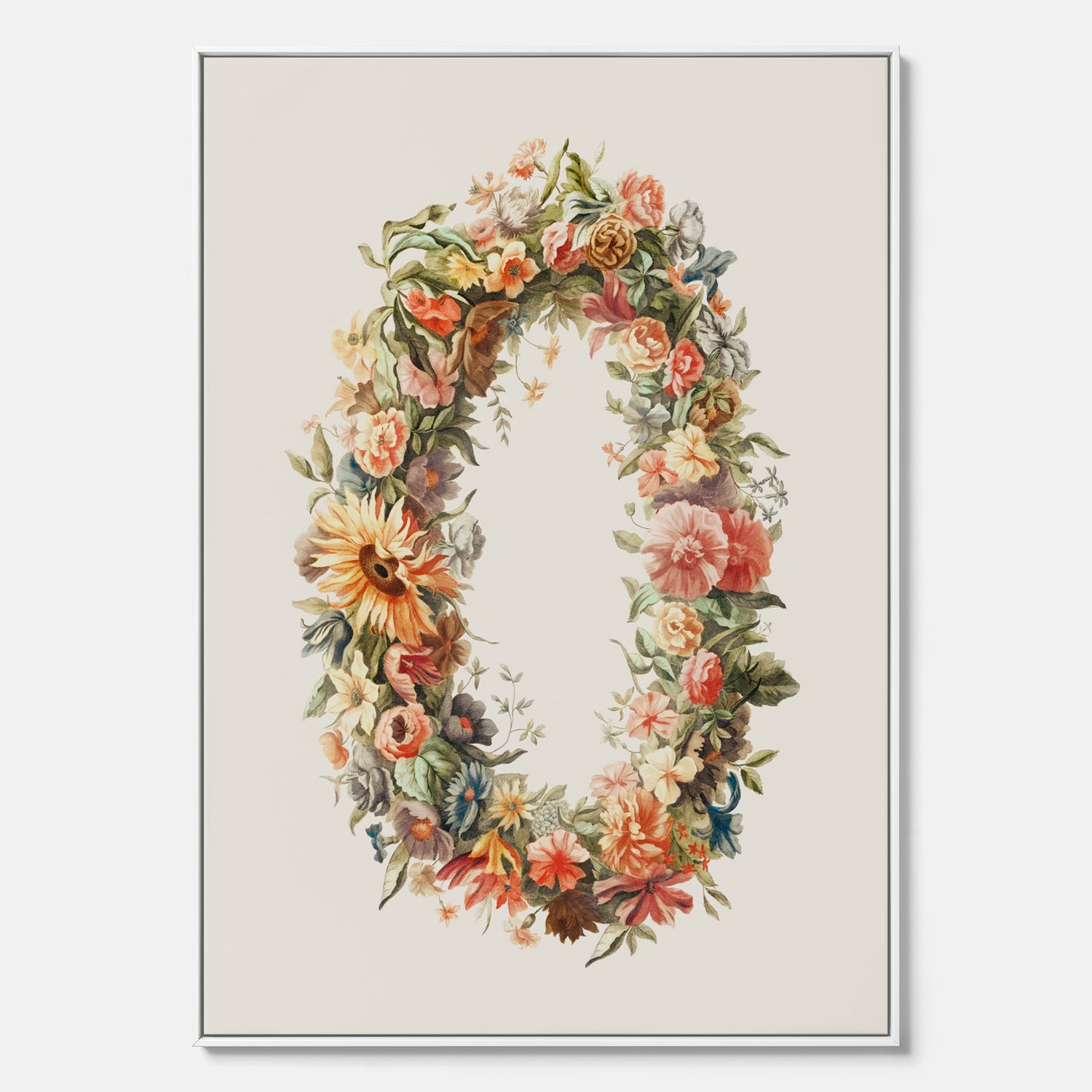 Blomkrans canvastavla  – Botanisk poster, vintageposter med blommor, midsommar