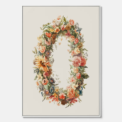 Blomkrans canvastavla  – Botanisk poster, vintageposter med blommor, midsommar