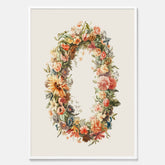 Blomkrans poster  – Botanisk poster, vintageposter med blommor, midsommar