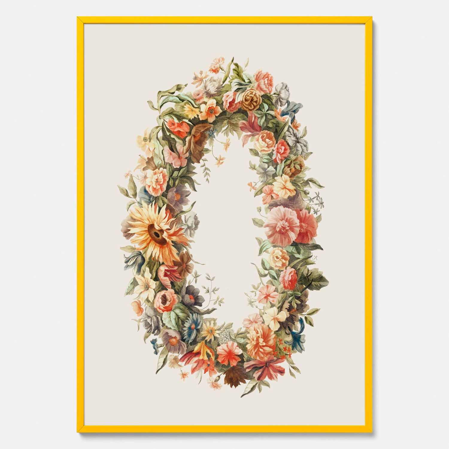Blomkrans poster  – Botanisk poster, vintageposter med blommor, midsommar