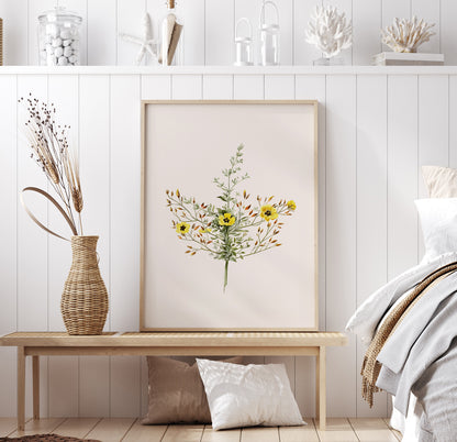 Vintageposter med en botanisk illustration föreställande nejlikglim, även kallad &